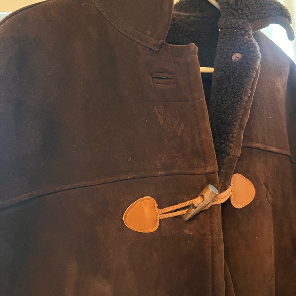 Polo Ralph Lauren Shearling Coat VTG 1987 Suede Leather Dark Brown Medium - Picture 4 of 15